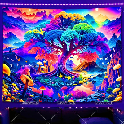Tree of Life UV Schwarzlicht-Wandteppich