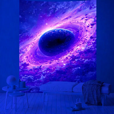Cosmic Galaxy UV Schwarzlicht-Wandteppich