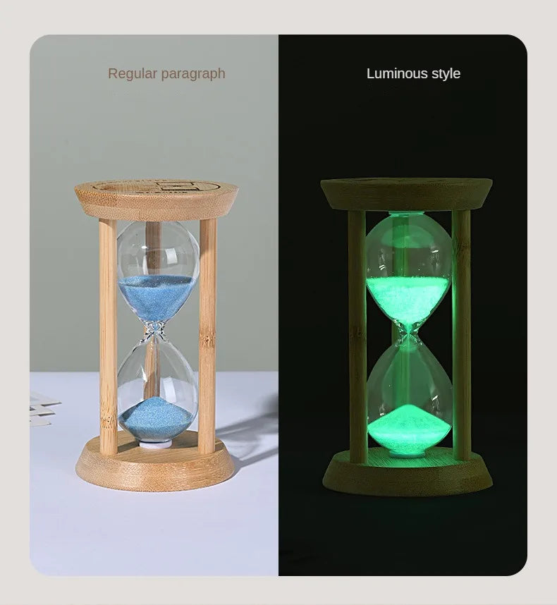 Cosmic Bamboo Glow – Fluorescent Hourglass Timer