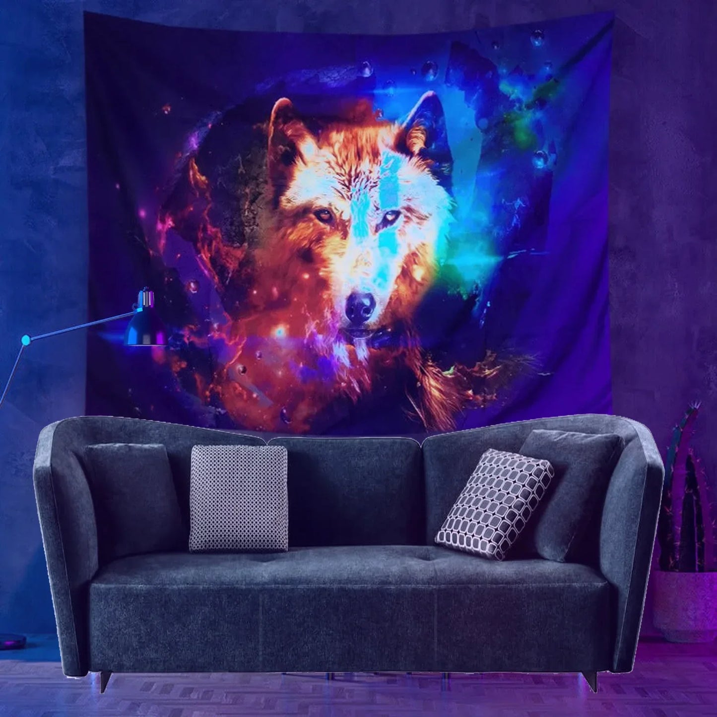 Psychedelic hippie mushroom black light poster