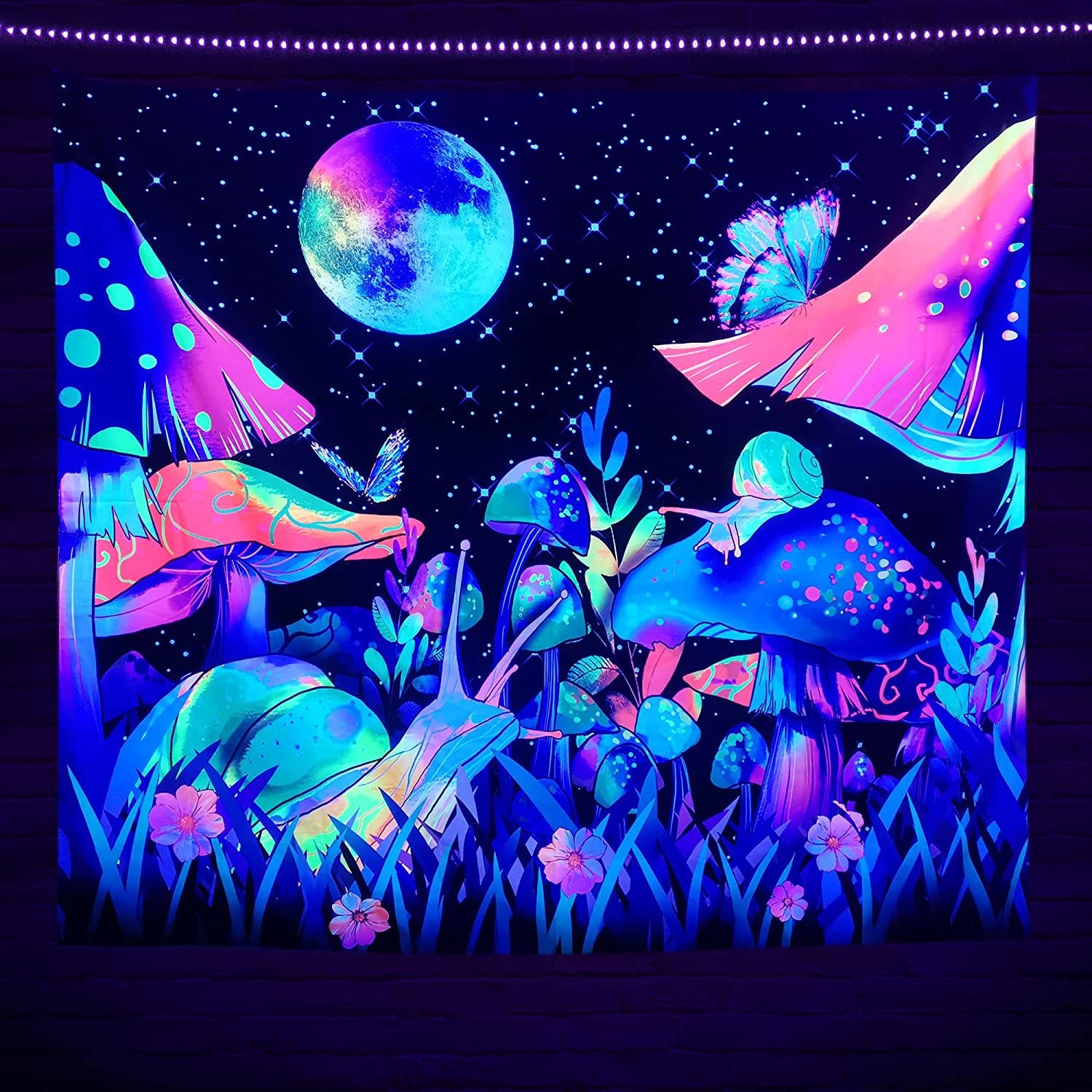 Luminous Tree of Life Psychedelic Mushroom Schwarzlichtposter