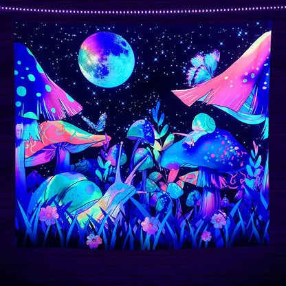 Luminous Tree of Life Psychedelic Mushroom Schwarzlichtposter