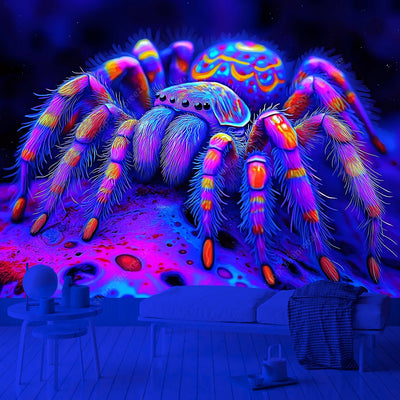 Neon Spider UV Schwarzlicht-Wandteppich