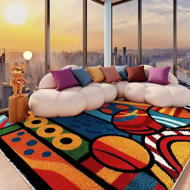 Bunter Cartoon Plueschteppich von NiZED als trippy Poster und psychedelische Wanddeko