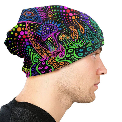 Psychedelic Skull Beanie – Trippy Wintermütze NiZED rave techno