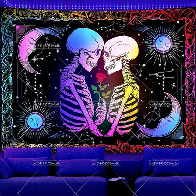 Seven Chakras UV Schwarzlicht-Wandteppich