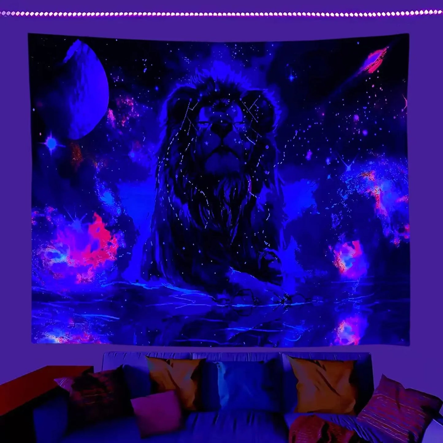 Psychedelic hippie mushroom black light poster
