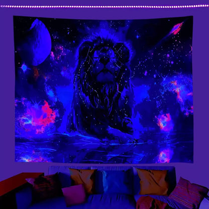Psychedelic hippie mushroom black light poster
