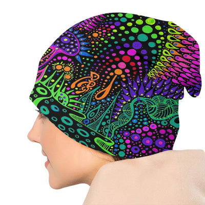 Psychedelic Skull Beanie – Trippy Wintermütze NiZED rave techno