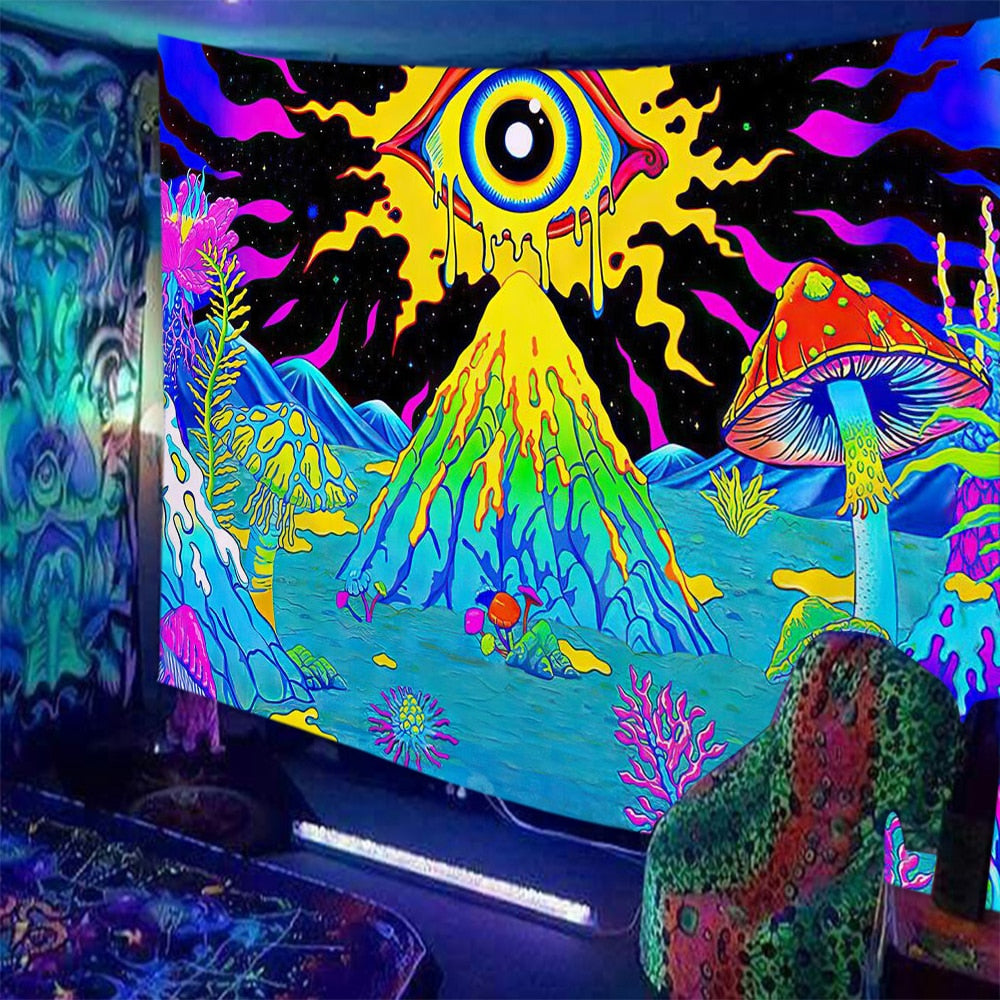 Black Light Indian Meditation Schwarzlichtposter