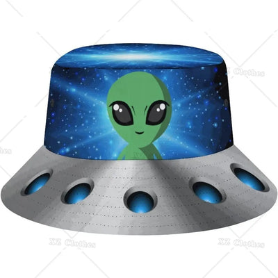 Space UFO Alien Bucket Hat – Unisex NiZED rave techno