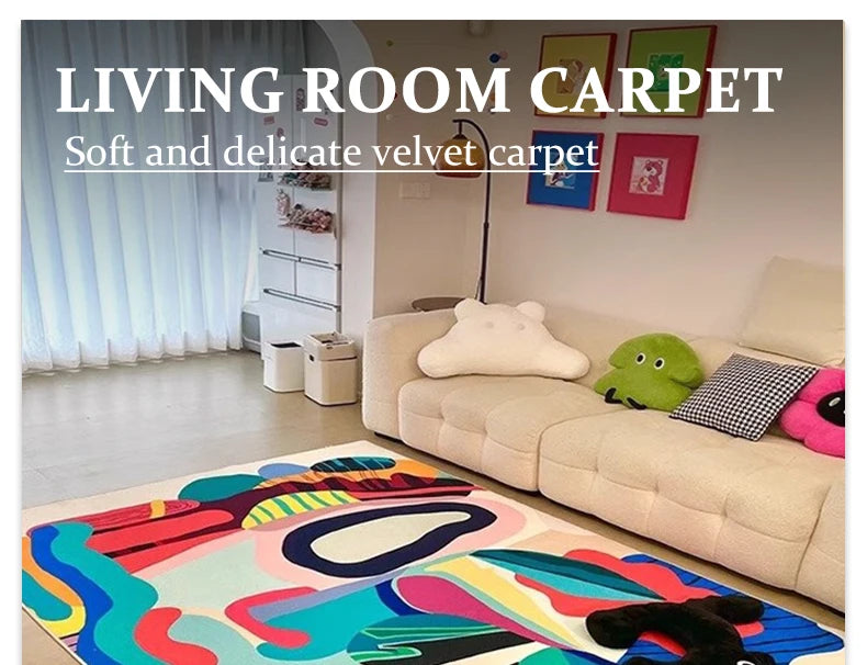 Bunter Abstrakter Kunst-Teppich – Samtweich & Modern