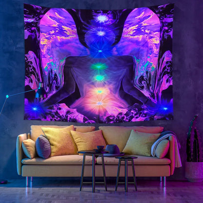 Buddha Meditation Seven Chakra Blacklight Poster