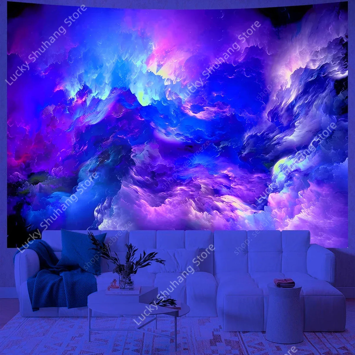 Galaxy Nebula UV Schwarzlicht-Wandteppich