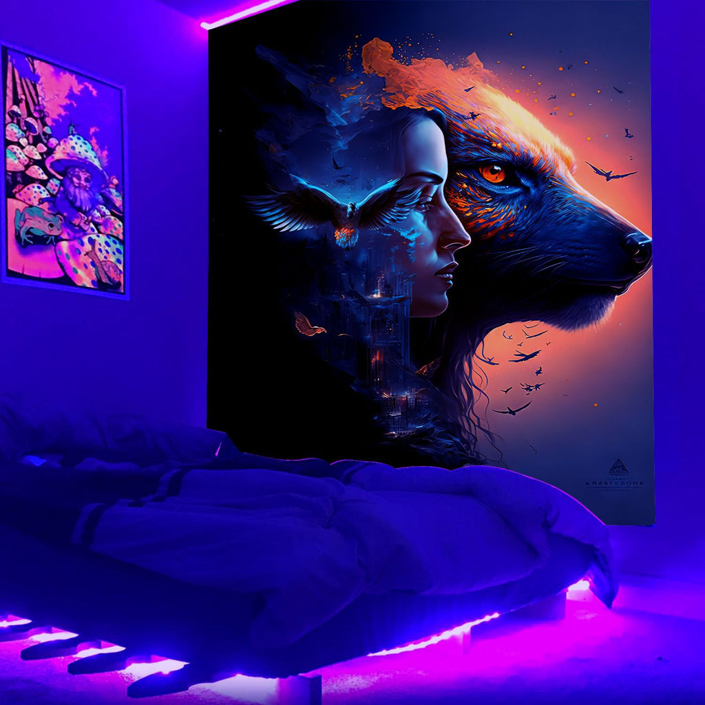 Wildlife flaming Schwarzlichtposter