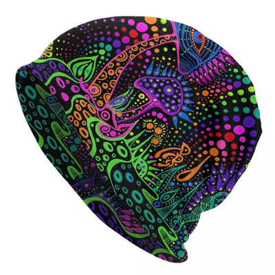 Psychedelic Skull Beanie – Trippy Wintermütze NiZED rave techno