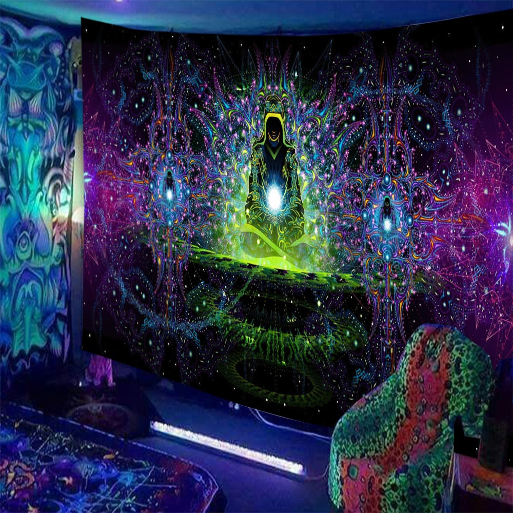 Black Light Indian Meditation Schwarzlichtposter