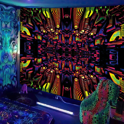 Psychedelic DJ UV Schwarzlicht-Wandteppich