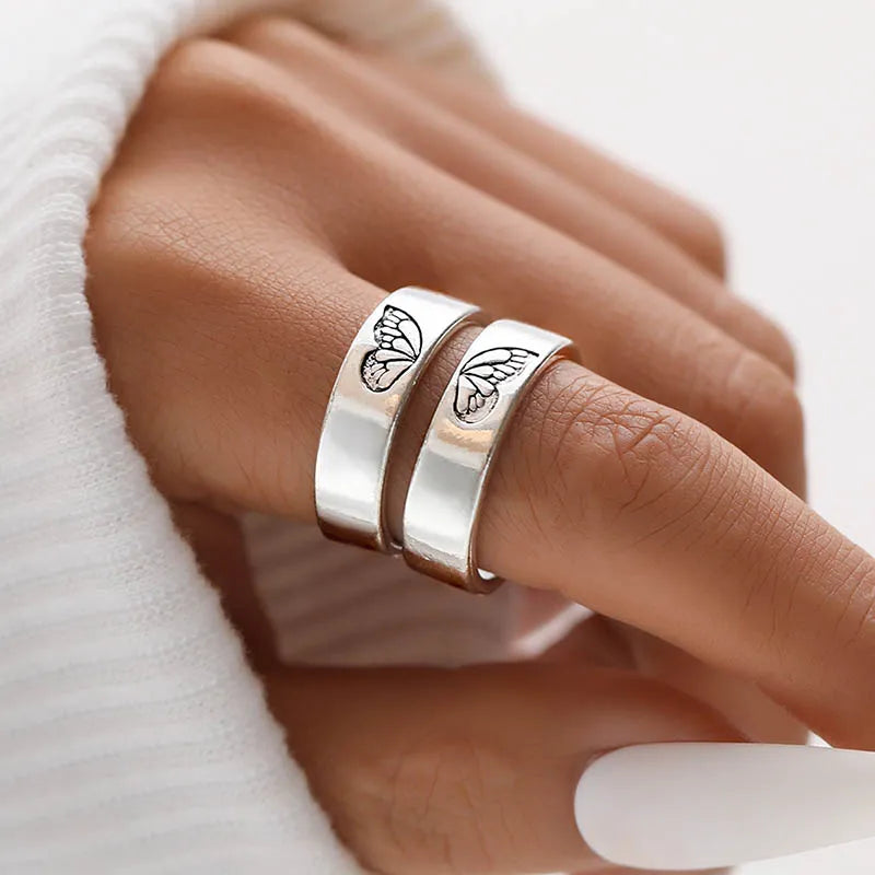 Punk Style Schwarze Armbandringe - Geometrisches Design