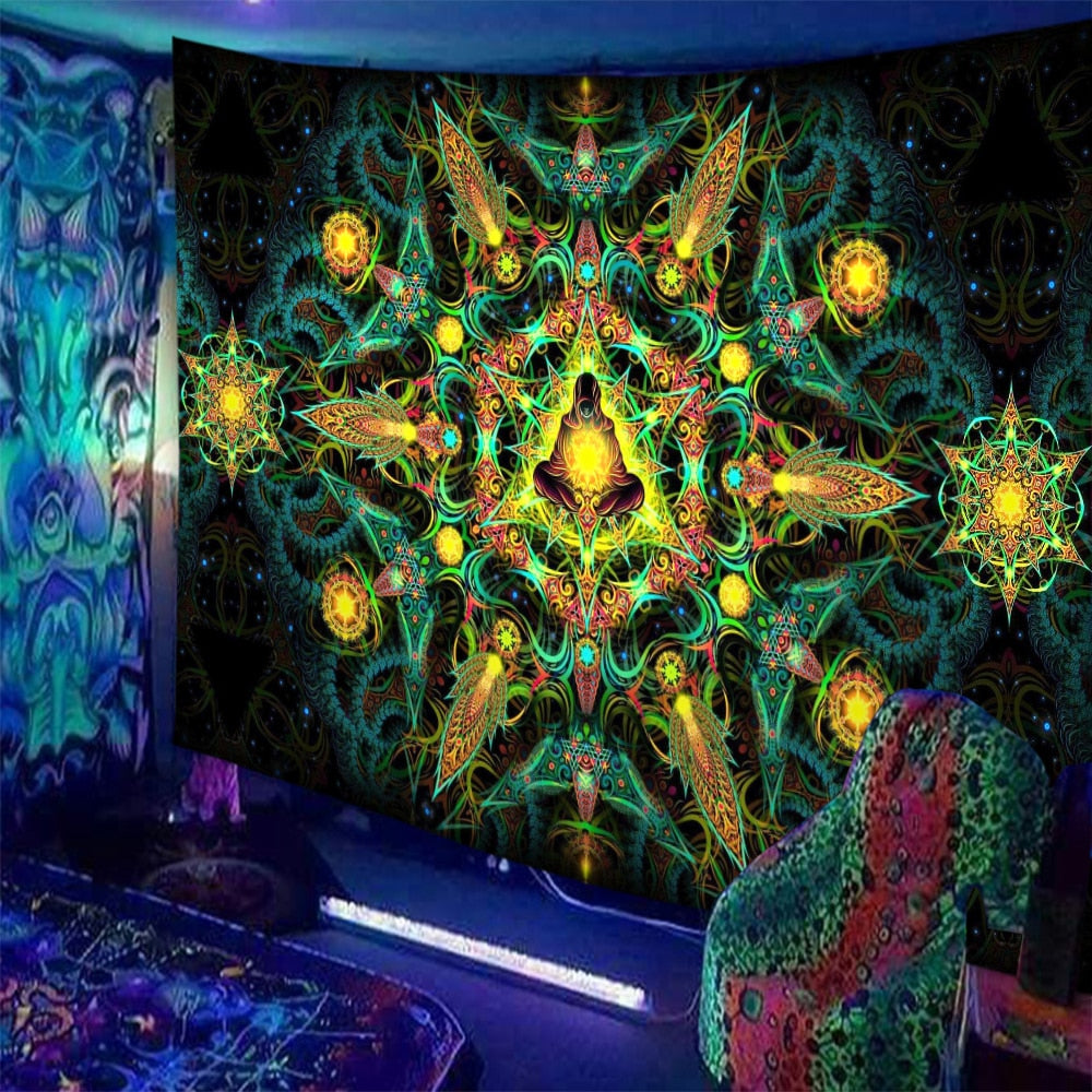 Black Light Indian Meditation Schwarzlichtposter