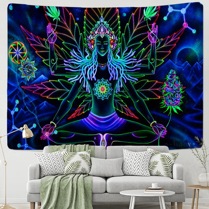 Meditating Fluorescent Blacklight Poster - Mystical