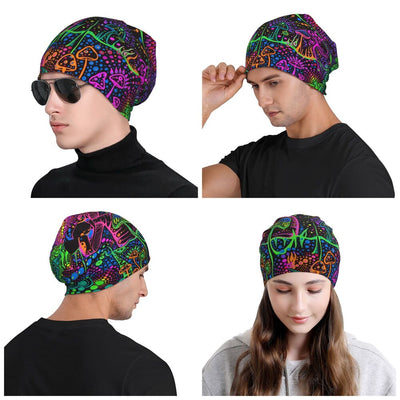 Psychedelic Skull Beanie – Trippy Wintermütze NiZED rave techno