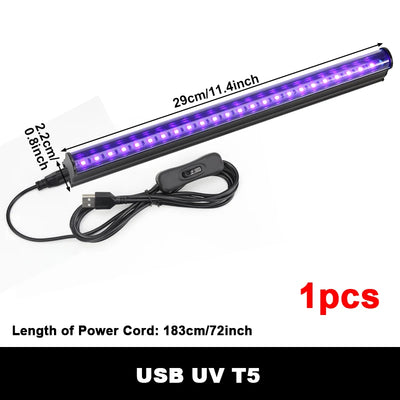 UV T5 BLACKLIGHT BAR 395–405 NM – USB-SCHWARZLICHT