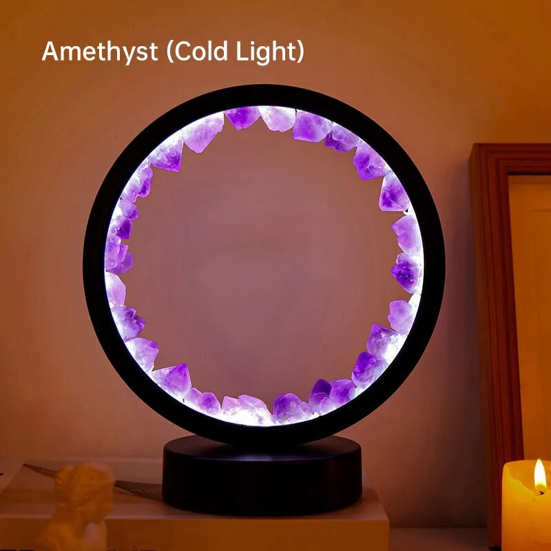 LED Wiederauflampbare Nachttischlampe - Natürliche Amethyst-Kristalldekoration
