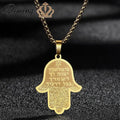 Hamsa Hand Von Fatima Anhänger Halskette - Handgefertigter Jerusalem Schmuck