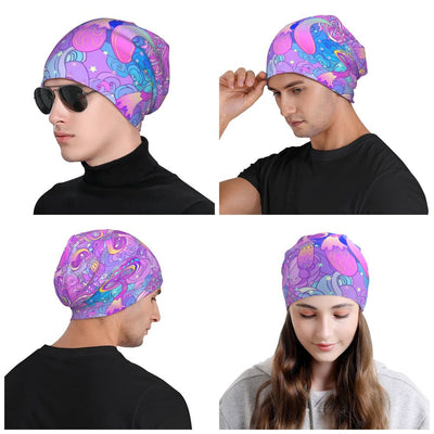 Psychedelic Skull Beanie – Trippy Wintermütze NiZED rave techno