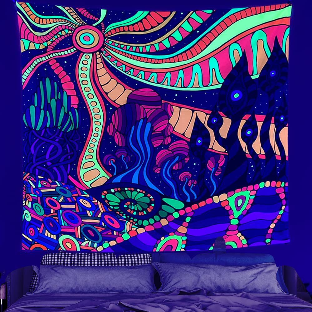 Geheimnisse des Sternenuniversums psychedelische Schwarzlichtposter