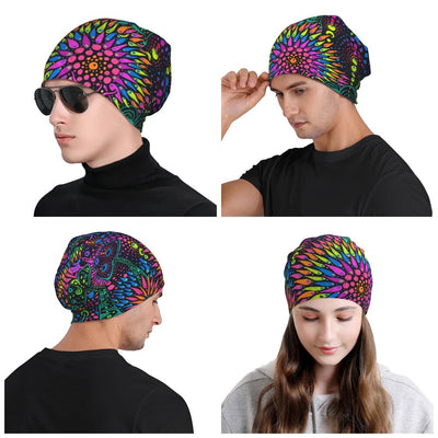 Psychedelic Skull Beanie – Trippy Wintermütze NiZED rave techno