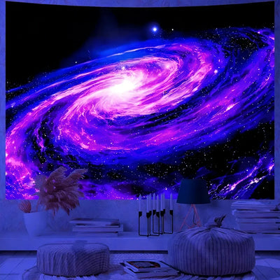 Cosmic Galaxy UV Schwarzlicht-Wandteppich