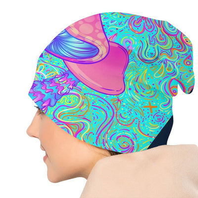 Psychedelic Skull Beanie – Trippy Wintermütze NiZED rave techno