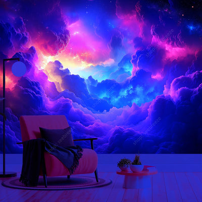 Galaxy Nebula UV Schwarzlicht-Wandteppich