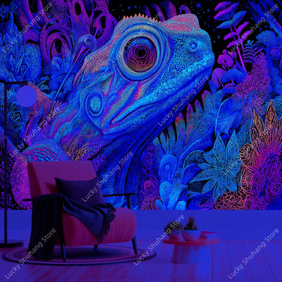 Psychedelic Geometry UV Schwarzlicht-Wandteppich