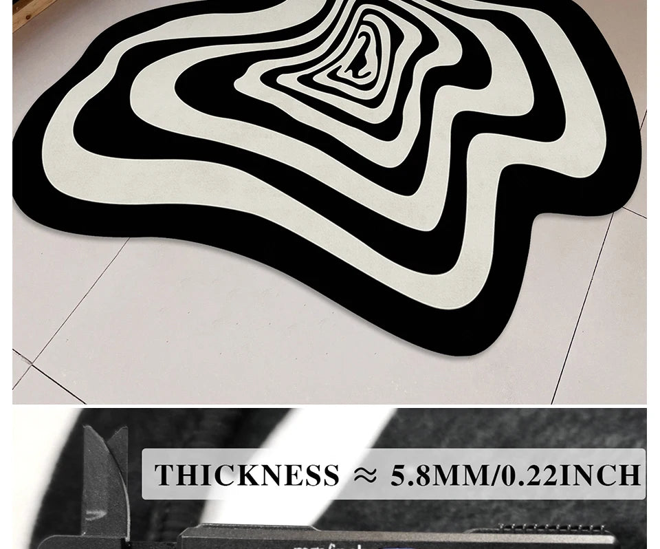 Trendy Black and White Abstract Rug – Living Room &amp; Floor Mat