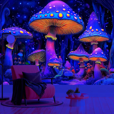 Enchanted Mushroom Forest UV Wandteppich