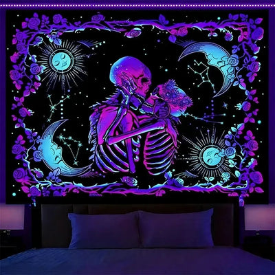 Mystical Symbols UV Schwarzlicht-Wandteppich