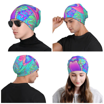 Psychedelic Skull Beanie – Trippy Wintermütze NiZED rave techno