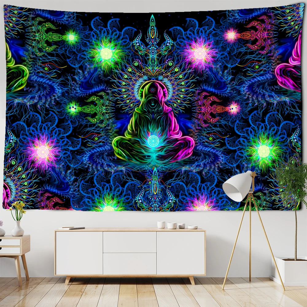 Meditating Fluorescent Blacklight Poster - Mystical