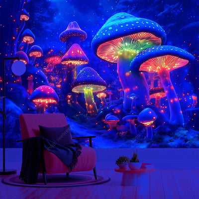 Enchanted Mushroom Forest UV Wandteppich