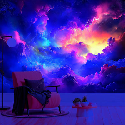 Galaxy Nebula UV Schwarzlicht-Wandteppich