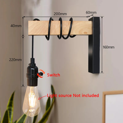 Switch Signal – E27-Wandleuchte aus Holz und Eisen