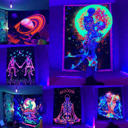 Hugging Skull UV Blacklight Poster