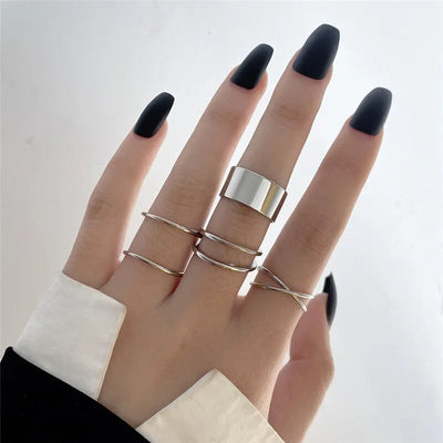 Modyle Punk Geometrische Silberfarbene Armbandringe - Stilvoller Hip-Hop Schmuck NiZED Bild 53