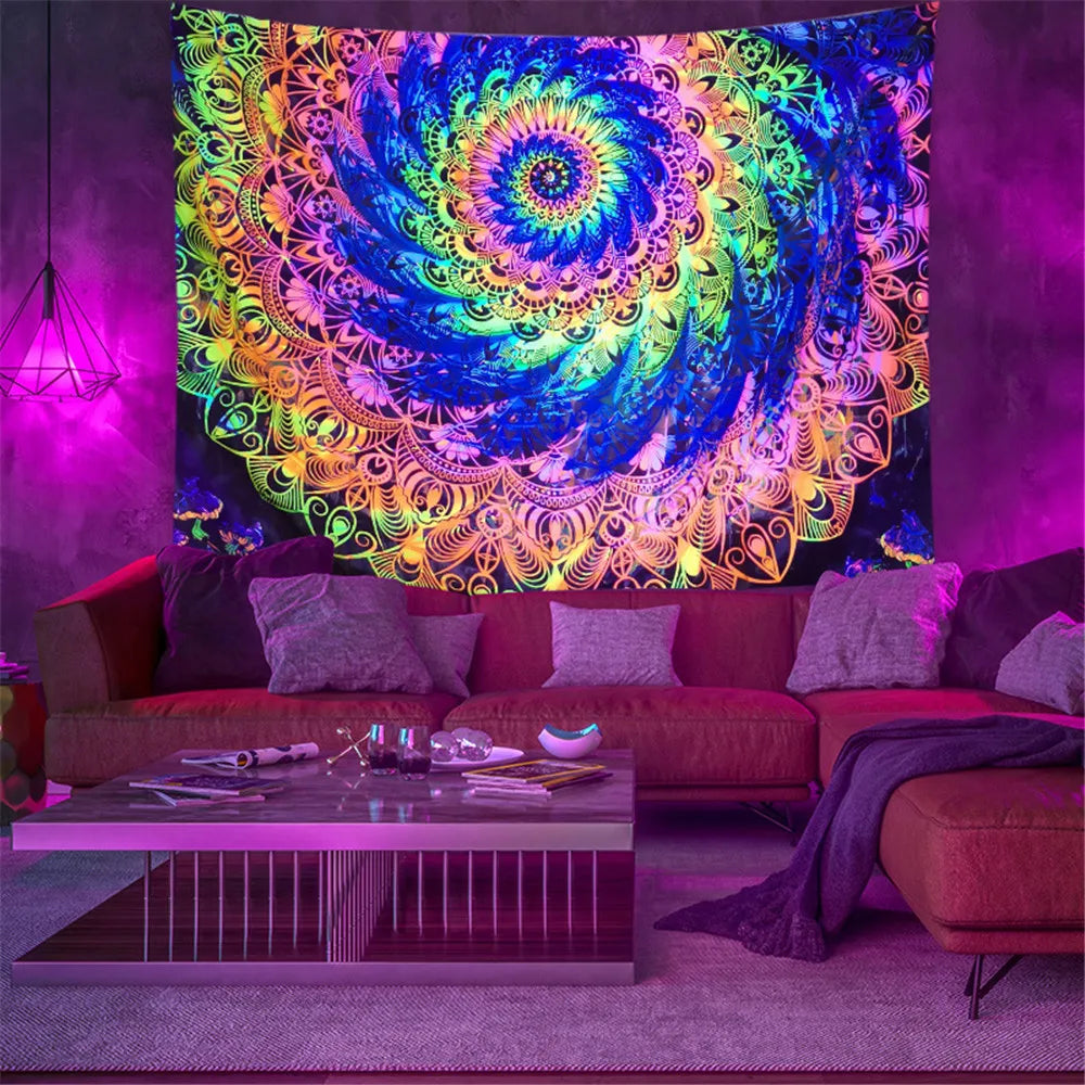 Fluorescent Portal UV Schwarzlicht-Wandteppich