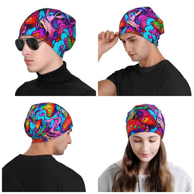Psychedelic Skull Beanie – Trippy Wintermütze NiZED rave techno