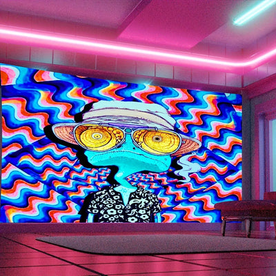 Neon Frog UV Schwarzlicht-Wandteppich
