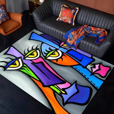 Picassostyle Abstraktteppich von NiZED als trippy Poster und psychedelische Wanddeko